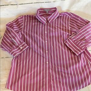 Foxcroft Pink and White Striped Shirt 16w